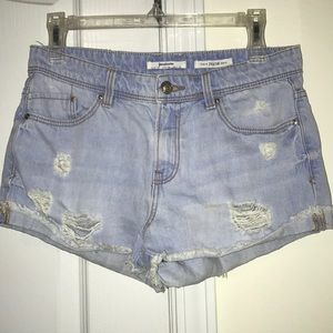 Distressed jean shorts